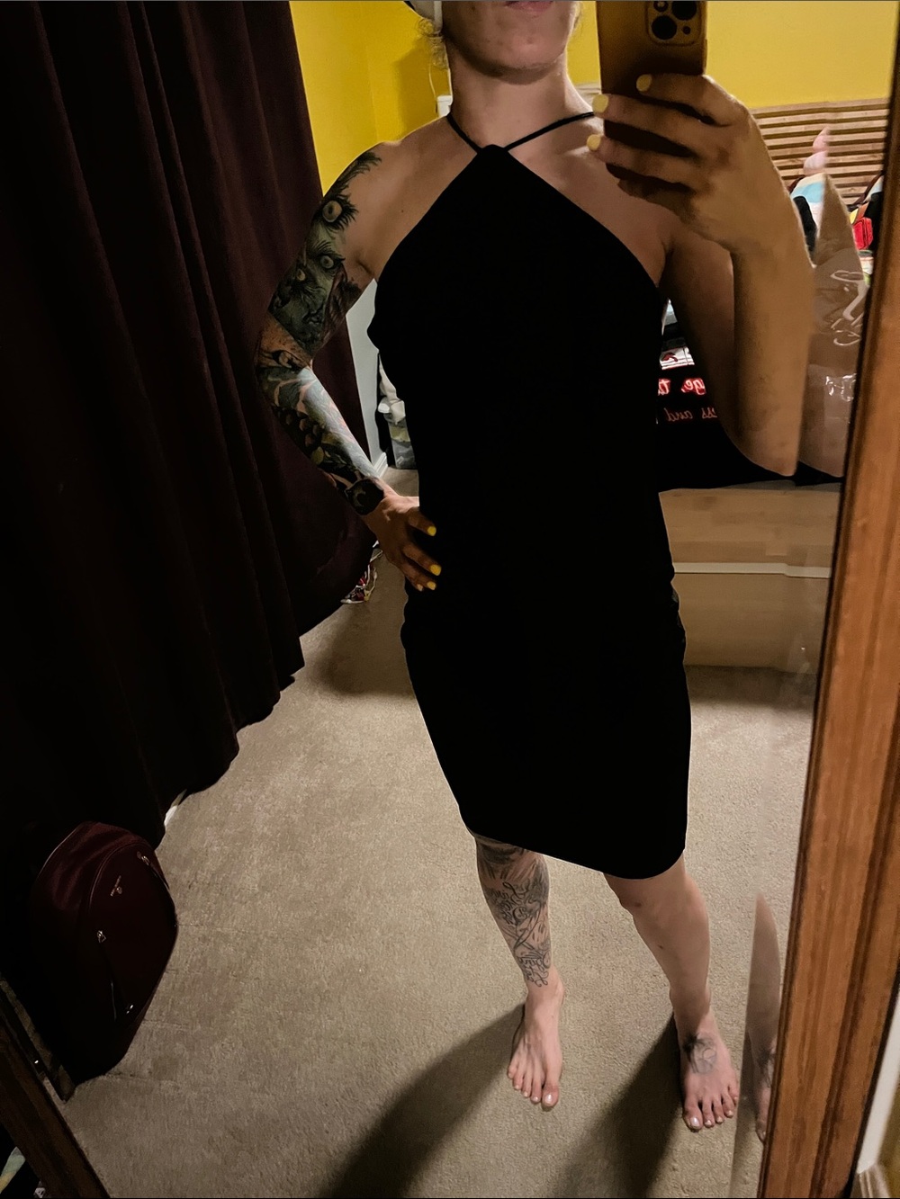 Strappy Halter Black Bodycon Dress